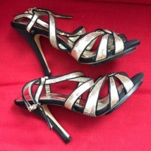 Audrey Brooke Faith Gold Sequin Strappy Sandal NWT